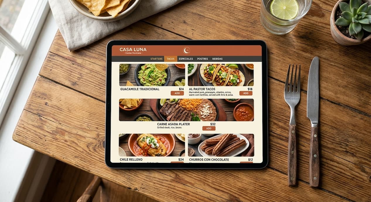 Restoralia dashboard en una tablet